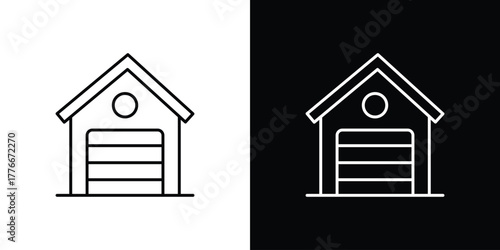 Garage icon pixel perfect. Outline symbol. Simple linear drawing.