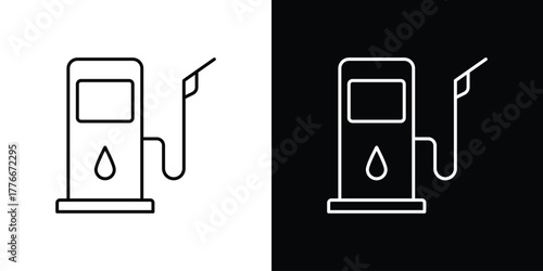 Gas station icon pixel perfect. Outline symbol. Simple linear drawing.