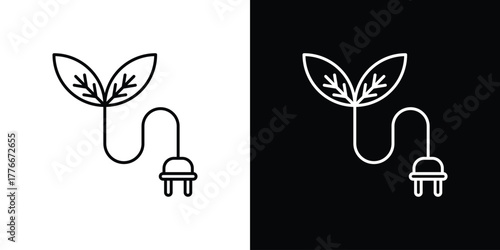 Green energy icon pixel perfect. Outline symbol. Simple linear drawing.