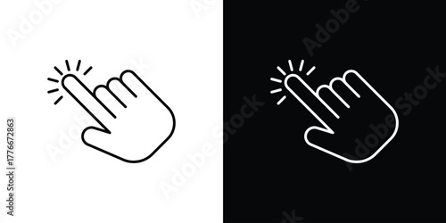 Hand click icon pixel perfect. Outline symbol. Simple linear drawing.