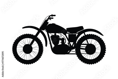Silhouette of a dirt bike motorcycle on a white background
