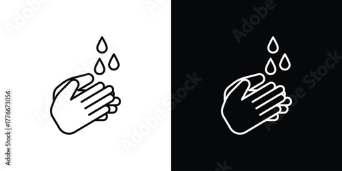 Handwashing icon pixel perfect. Outline symbol. Simple linear drawing.