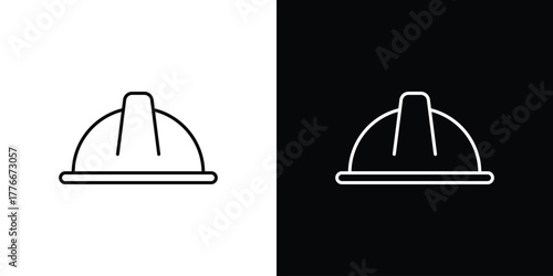 Hard hat icon pixel perfect. Outline symbol. Simple linear drawing.