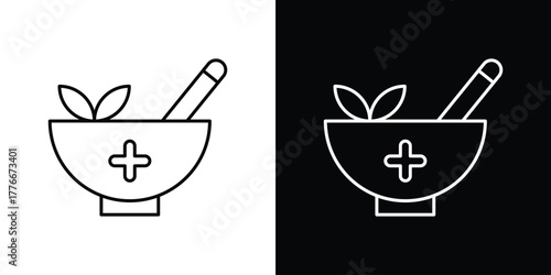 Herbal medicine icon pixel perfect. Outline symbol. Simple linear drawing.