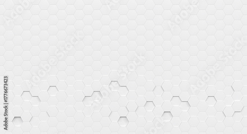 Fototapeta Naklejka Na Ścianę i Meble -  White hexagonal pattern 3d background