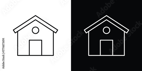 House icon pixel perfect. Outline symbol. Simple linear drawing.