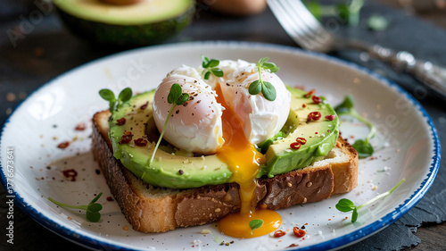 A poached egg sits delicately on top of the avocado oast