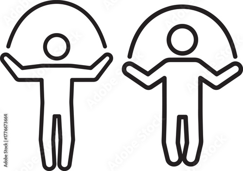 Two people jumping rope silhouette