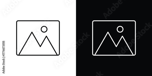 Image icon pixel perfect. Outline symbol. Simple linear drawing.