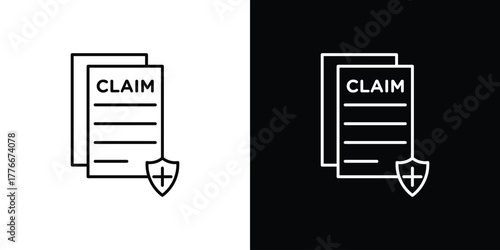 Insurance Claim icon pixel perfect. Outline symbol. Simple linear drawing.
