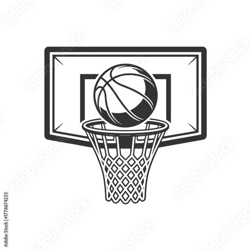 Basketball hoop and ball silhouette