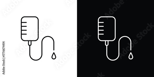 IV bag icon pixel perfect. Outline symbol. Simple linear drawing.