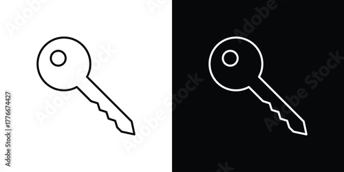 key icon pixel perfect. Outline symbol. Simple linear drawing.
