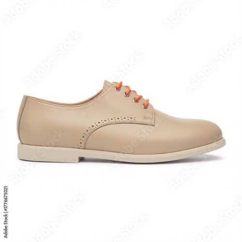 Shop beige leather oxford shoes for women with orange laces online today