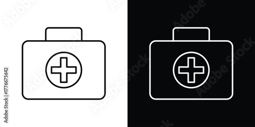 Medical kit icon pixel perfect. Outline symbol. Simple linear drawing.