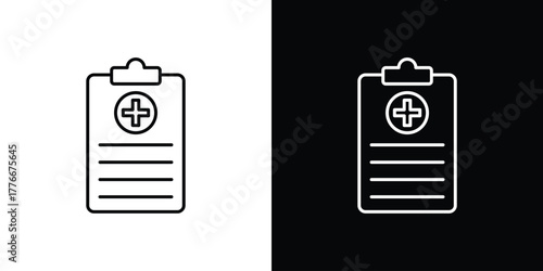 Medical report icon pixel perfect. Outline symbol. Simple linear drawing.