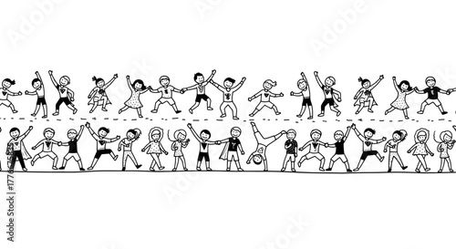 Kids' Joyful Dance: A whimsical illustration of children dancing in harmony, celebrating the simple joy of movement and togetherness. 