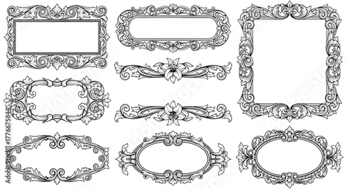 Ornate Frame Collection: A meticulously curated collection of elegant, vintage frames and decorative elements, ideal for adding a touch of classic sophistication.
