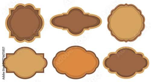 Vintage Label Collection: A curated collection of elegant vintage labels, each meticulously crafted with unique shapes and ornate details. Perfectly suited for design elements, branding.