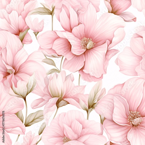 Wallpaper Mural Pink Watercolor Flowers Seamless Pattern, Pink Flower Pattern, Pink Floral Seamless Pattern, Pink Flower Digital paper, Pink Flower Background Torontodigital.ca