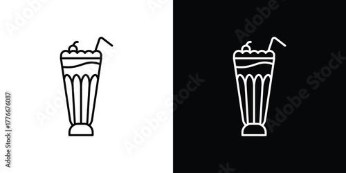 Milkshake icon pixel perfect. Outline symbol. Simple linear drawing.
