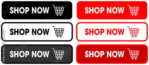 Buy now shop banner button with chart icon symbol vector design colorful simple flat illustration sets.