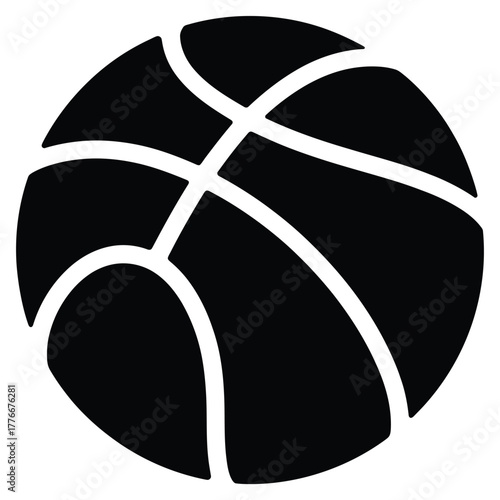 Simple black and white silhouette of a basketball