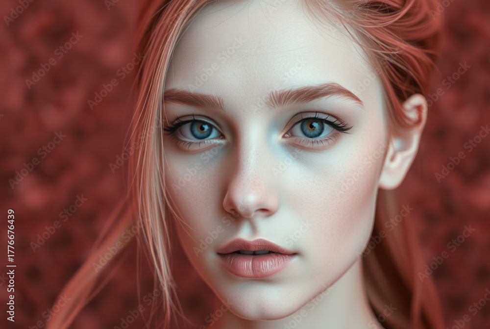 Fototapeta premium Serene Portrait Of Beautiful Woman