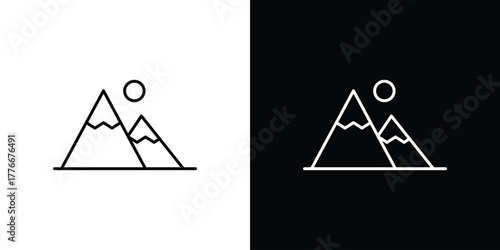 Mountain icon pixel perfect. Outline symbol. Simple linear drawing.