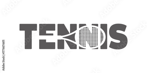 Tennis word art with racket silhouette