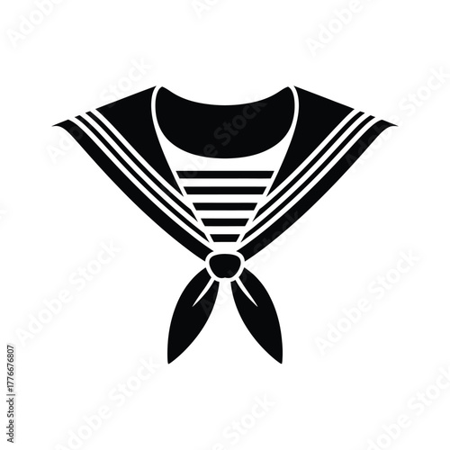 Classic black and white sailor collar and neck scarf