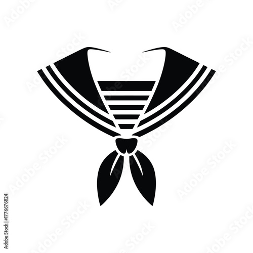 Black and white sailor collar icon with striped neckline