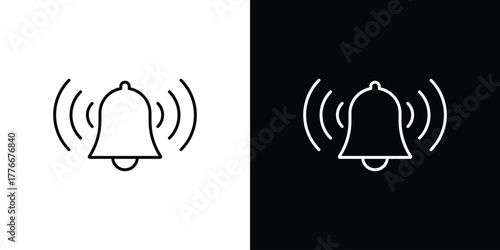 Notification bell icon pixel perfect. Outline symbol. Simple linear drawing.
