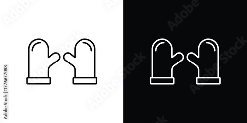 Oven mitt icon pixel perfect. Outline symbol. Simple linear drawing.