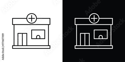 Pharmacy icon pixel perfect. Outline symbol. Simple linear drawing.