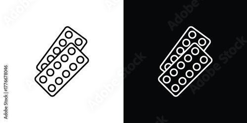 Pill blister pixel perfect. Outline symbol. Simple linear drawing. icon pixel perfect. Outline symbol. Simple linear drawing.