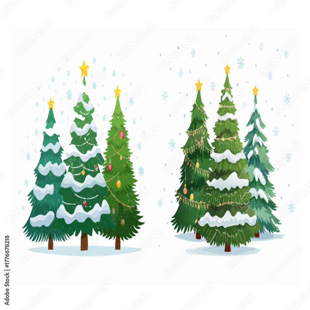 Fototapeta premium Decorated Christmas tree with presents and ornaments, perfect for festive poster and invitation designs.
