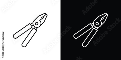 Pliers icon pixel perfect. Outline symbol. Simple linear drawing.