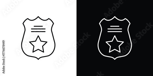 Police badge icon pixel perfect. Outline symbol. Simple linear drawing.