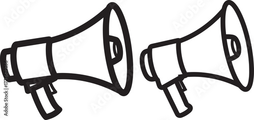 Two megaphone silhouettes for announcement
