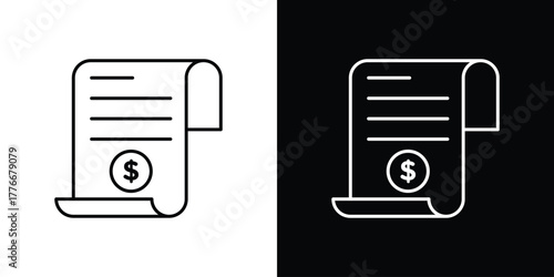 Receipt icon pixel perfect. Outline symbol. Simple linear drawing.