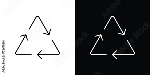 Recycling icon pixel perfect. Outline symbol. Simple linear drawing.