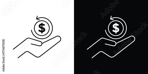 Refund icon pixel perfect. Outline symbol. Simple linear drawing.