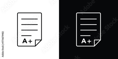 Report card icon pixel perfect. Outline symbol. Simple linear drawing.