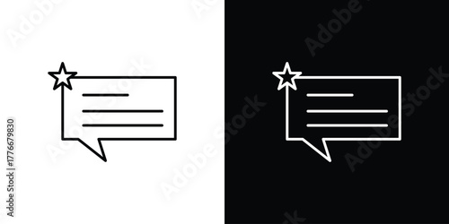 Review icon pixel perfect. Outline symbol. Simple linear drawing.