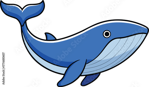 Cute blue whale cartoon vector illustration ocean animal art Illustrator Artwork - Adorable blue whale cartoon vector illustration, perfect for ocean-themed designs