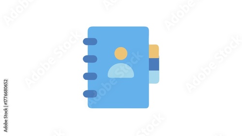 Flat design contact book with person icon illustration