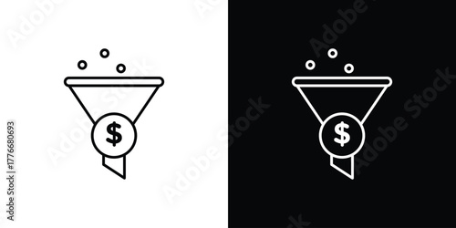 Sales funnel icon pixel perfect. Outline symbol. Simple linear drawing.