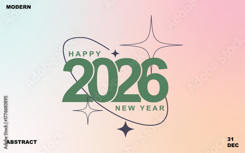Celebrate happily with a modern aesthetic using green 2026 for New Years Day, with stars