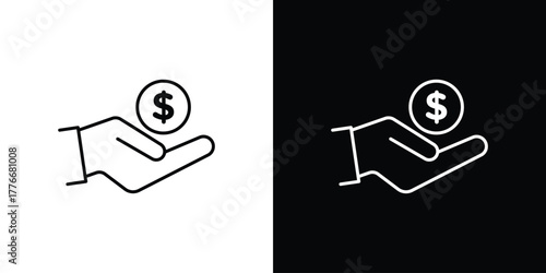 Savings icon pixel perfect. Outline symbol. Simple linear drawing.